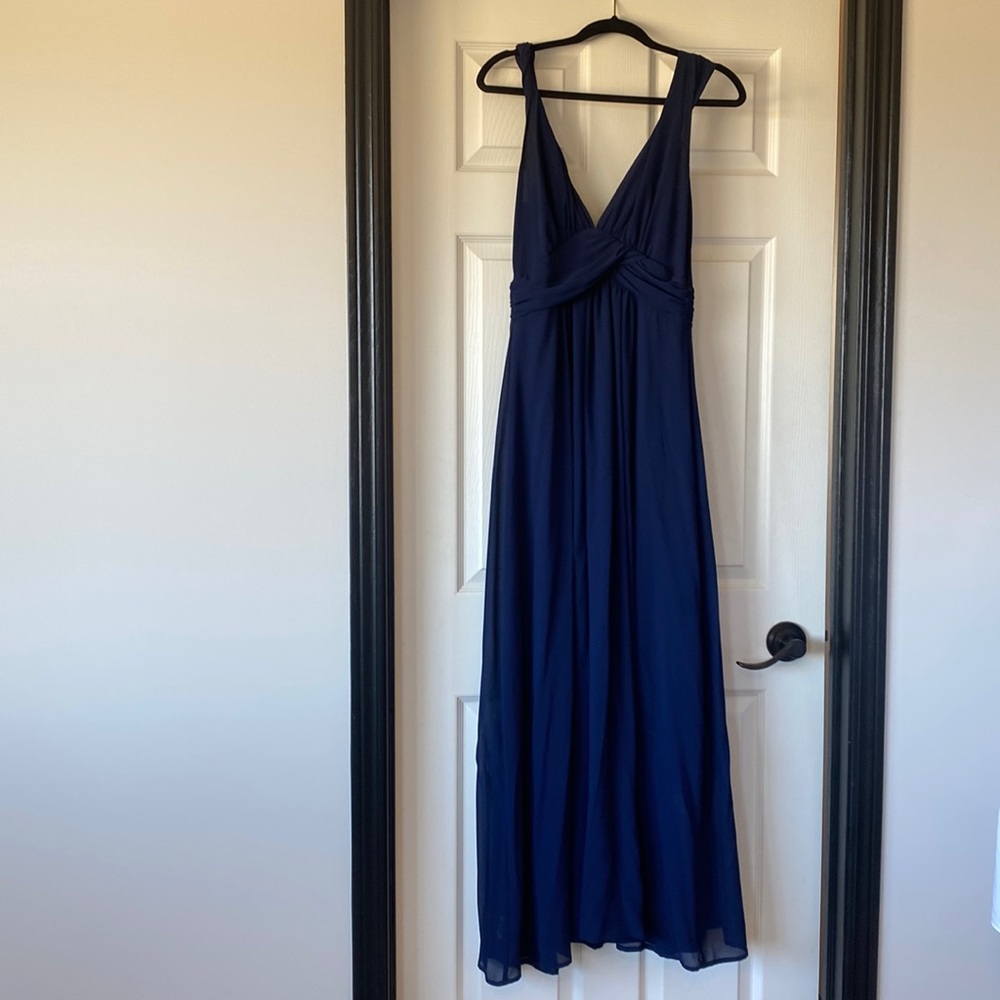 Navy chiffon bridesmaid dress